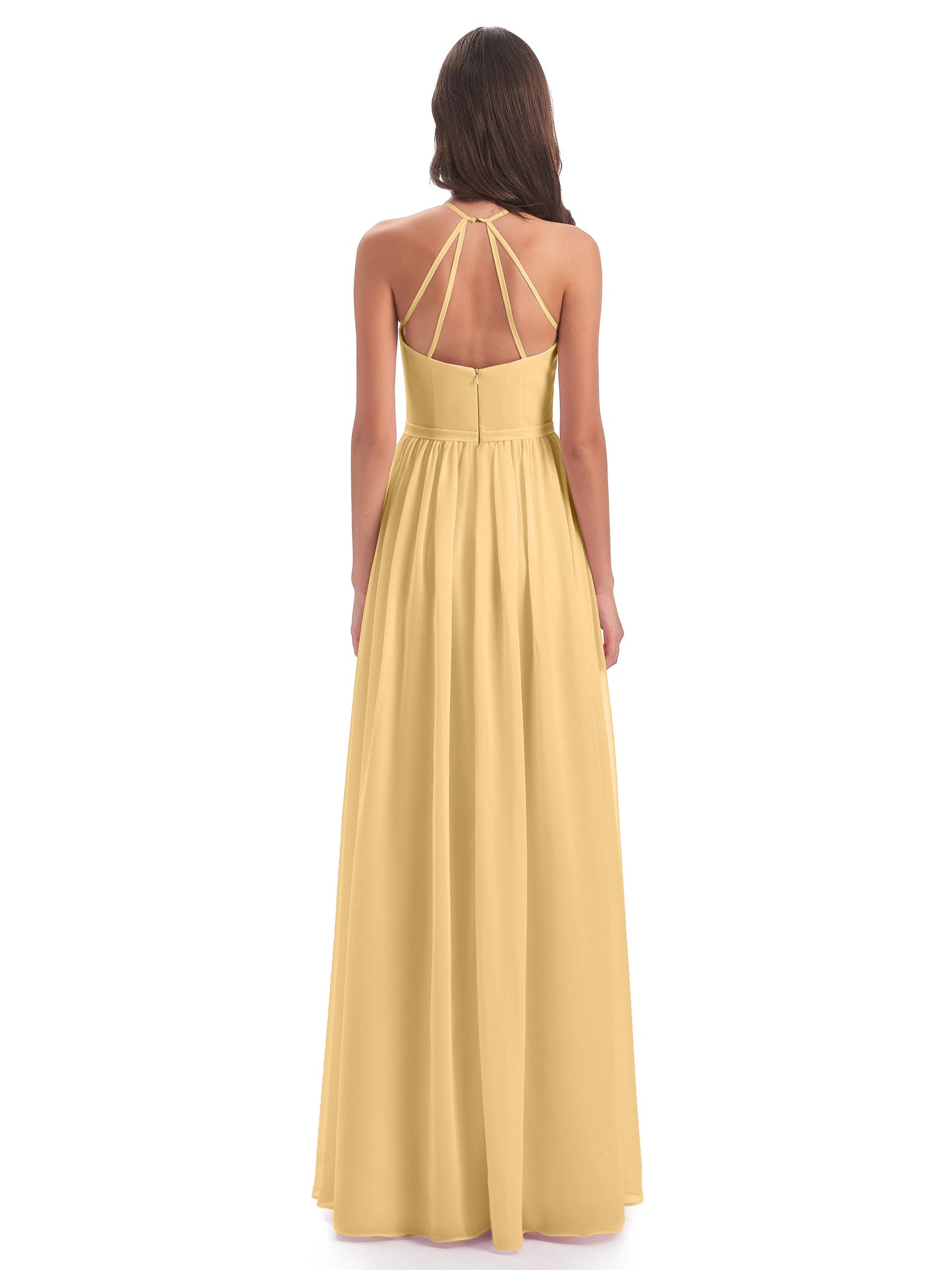 Micah Halter Open Back Chiffon Long Bridesmaid Dresses