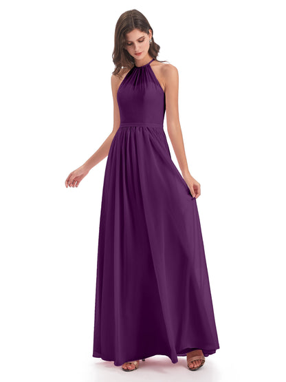 Micah Halter Open Back Chiffon Long Bridesmaid Dresses