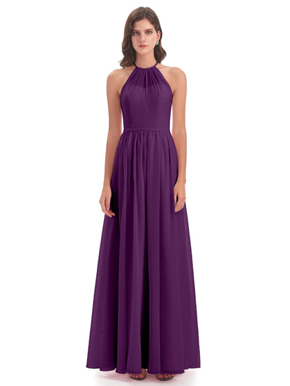 Micah Halter Open Back Chiffon Long Bridesmaid Dresses