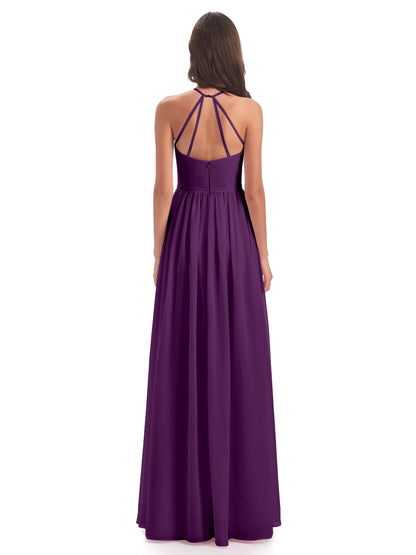Micah Halter Open Back Chiffon Long Bridesmaid Dresses
