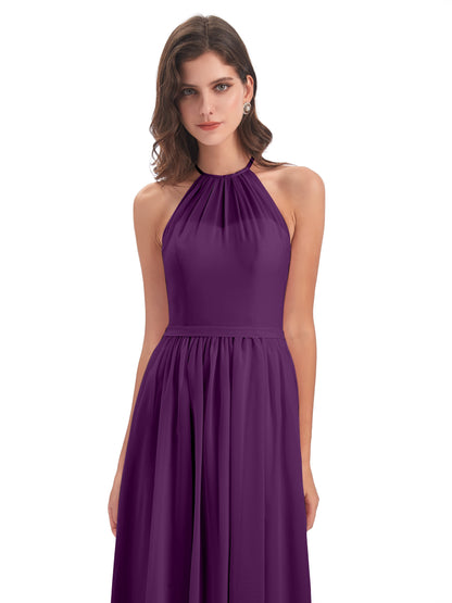 Micah Halter Open Back Chiffon Long Bridesmaid Dresses