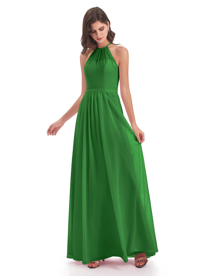 Micah Halter Open Back Chiffon Long Bridesmaid Dresses