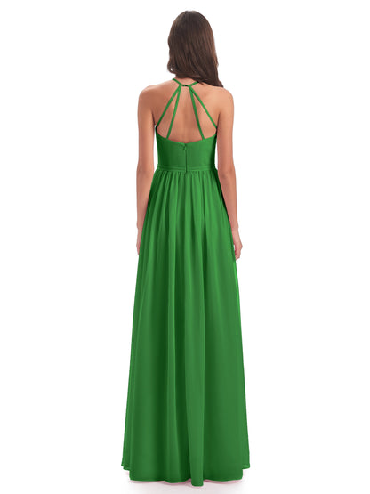 Micah Halter Open Back Chiffon Long Bridesmaid Dresses