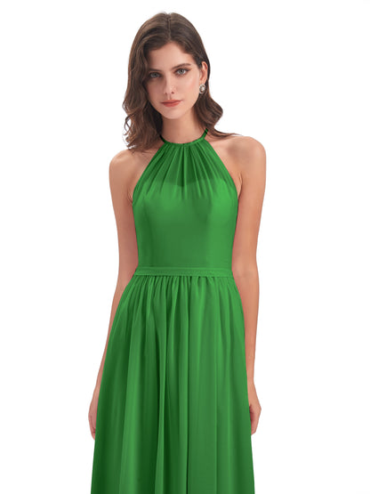 Micah Halter Open Back Chiffon Long Bridesmaid Dresses