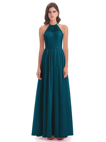 Micah Halter Open Back Chiffon Long Bridesmaid Dresses