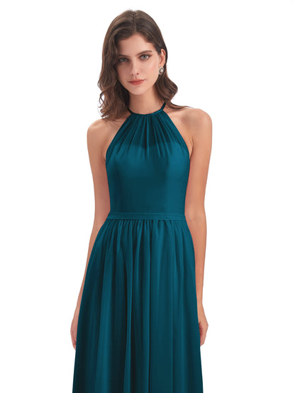 Micah Halter Open Back Chiffon Long Bridesmaid Dresses
