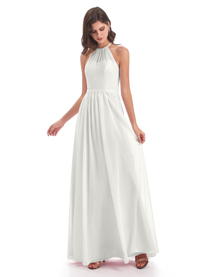 Micah Halter Open Back Chiffon Long Bridesmaid Dresses