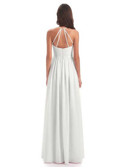 Micah Halter Open Back Chiffon Long Bridesmaid Dresses