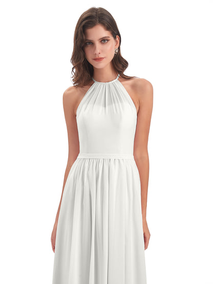 Micah Halter Open Back Chiffon Long Bridesmaid Dresses
