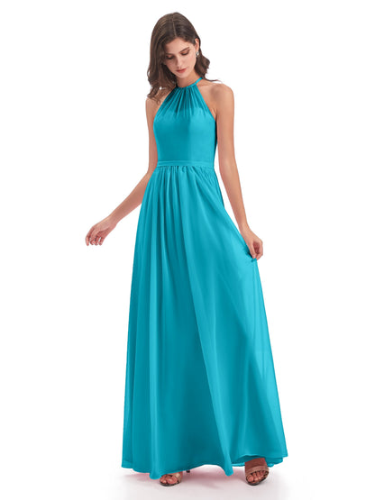 Micah Halter Open Back Chiffon Long Bridesmaid Dresses