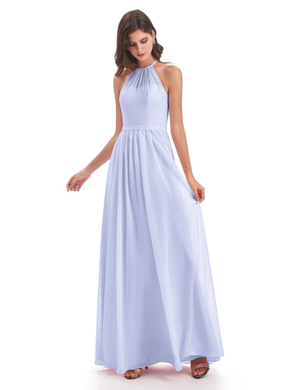 Micah Halter Open Back Chiffon Long Bridesmaid Dresses
