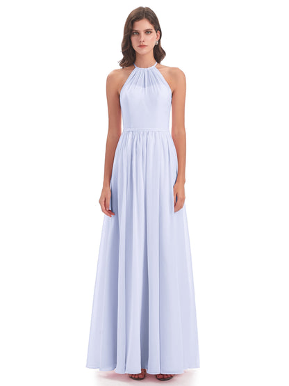 Micah Halter Open Back Chiffon Long Bridesmaid Dresses