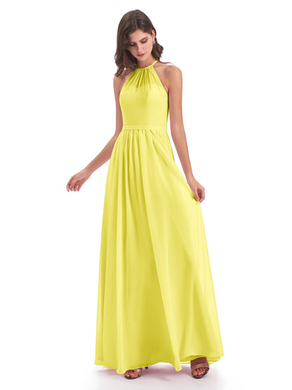 Micah Halter Open Back Chiffon Long Bridesmaid Dresses