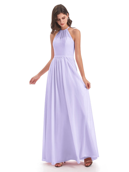 Micah Halter Open Back Chiffon Long Bridesmaid Dresses