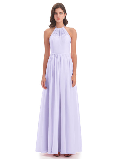 Micah Halter Open Back Chiffon Long Bridesmaid Dresses