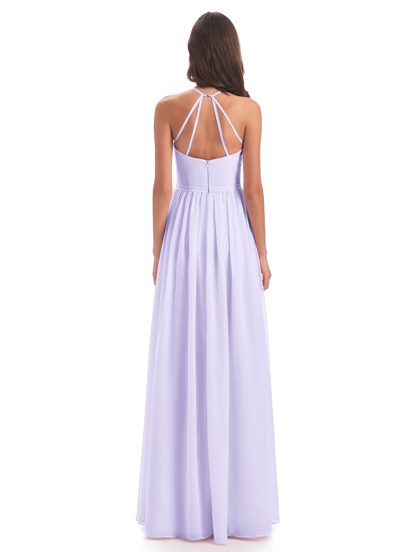 Micah Halter Open Back Chiffon Long Bridesmaid Dresses