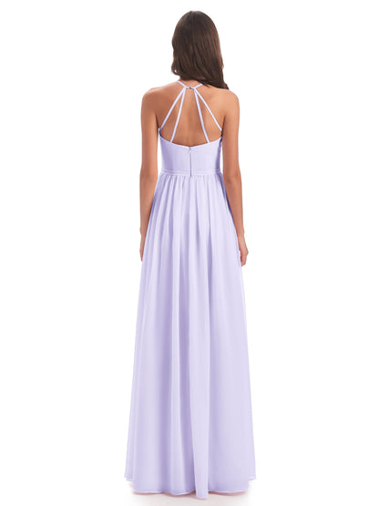 Micah Halter Open Back Chiffon Long Bridesmaid Dresses