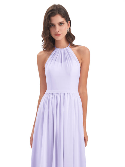 Micah Halter Open Back Chiffon Long Bridesmaid Dresses