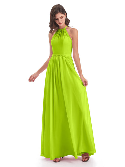 Micah Halter Open Back Chiffon Long Bridesmaid Dresses