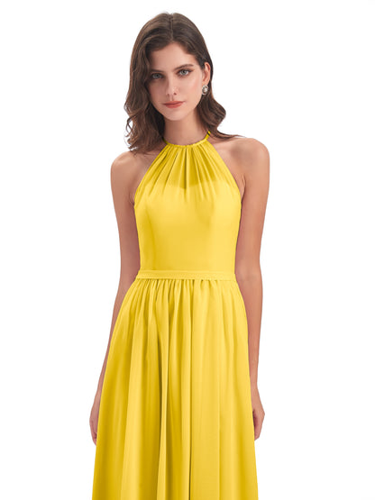 Micah Halter Open Back Chiffon Long Bridesmaid Dresses
