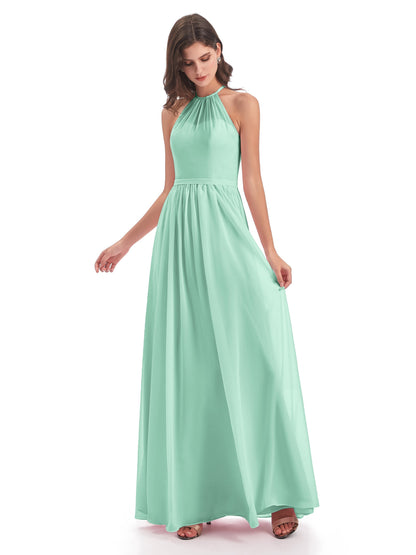 Micah Halter Open Back Chiffon Long Bridesmaid Dresses