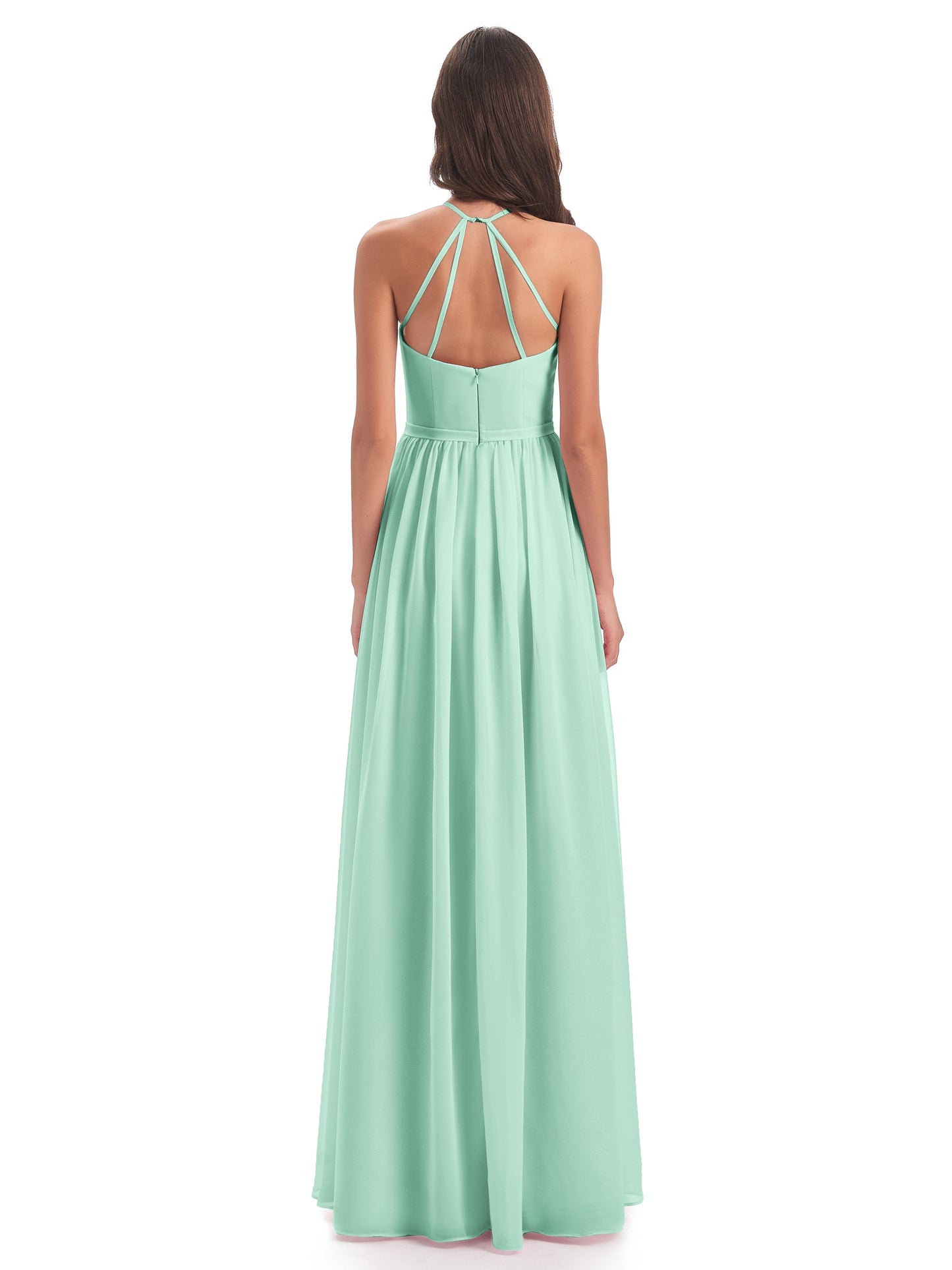 Micah Halter Open Back Chiffon Long Bridesmaid Dresses