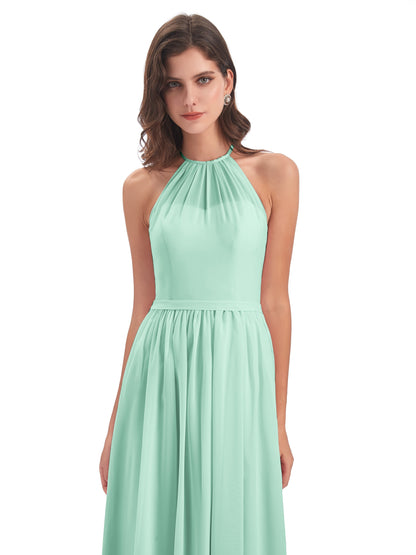 Micah Halter Open Back Chiffon Long Bridesmaid Dresses