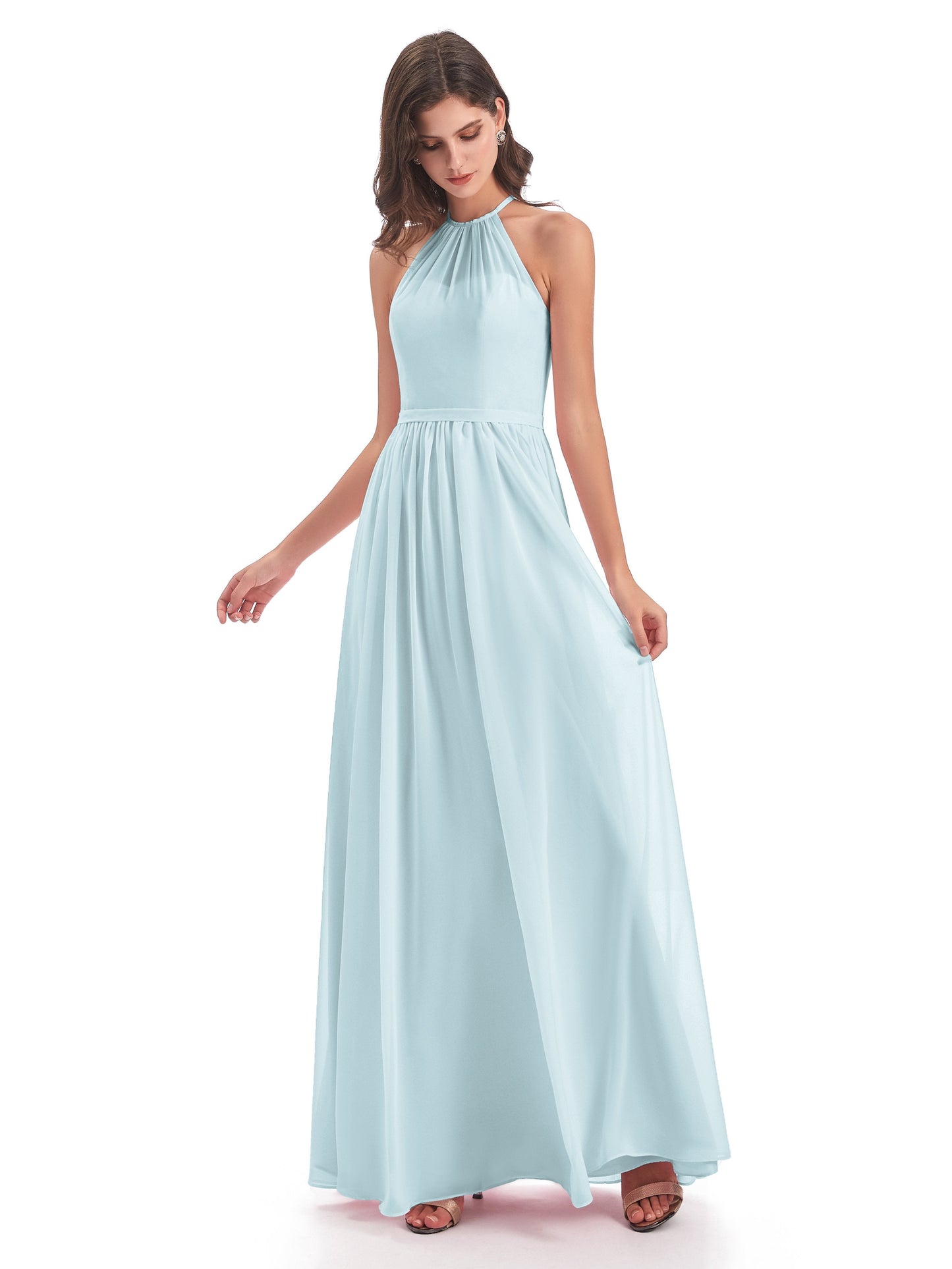 Micah Halter Open Back Chiffon Long Bridesmaid Dresses