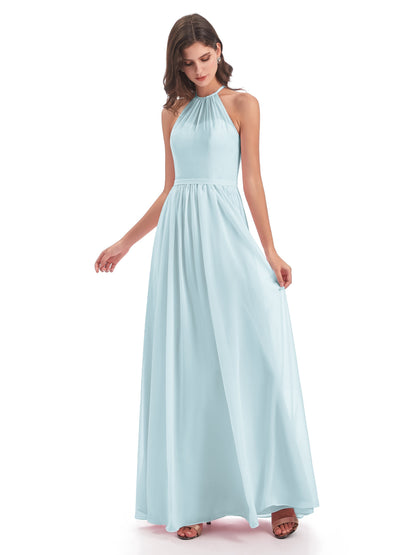 Micah Halter Open Back Chiffon Long Bridesmaid Dresses