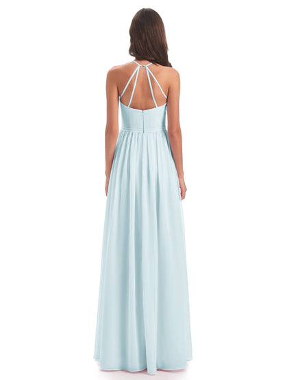 Micah Halter Open Back Chiffon Long Bridesmaid Dresses