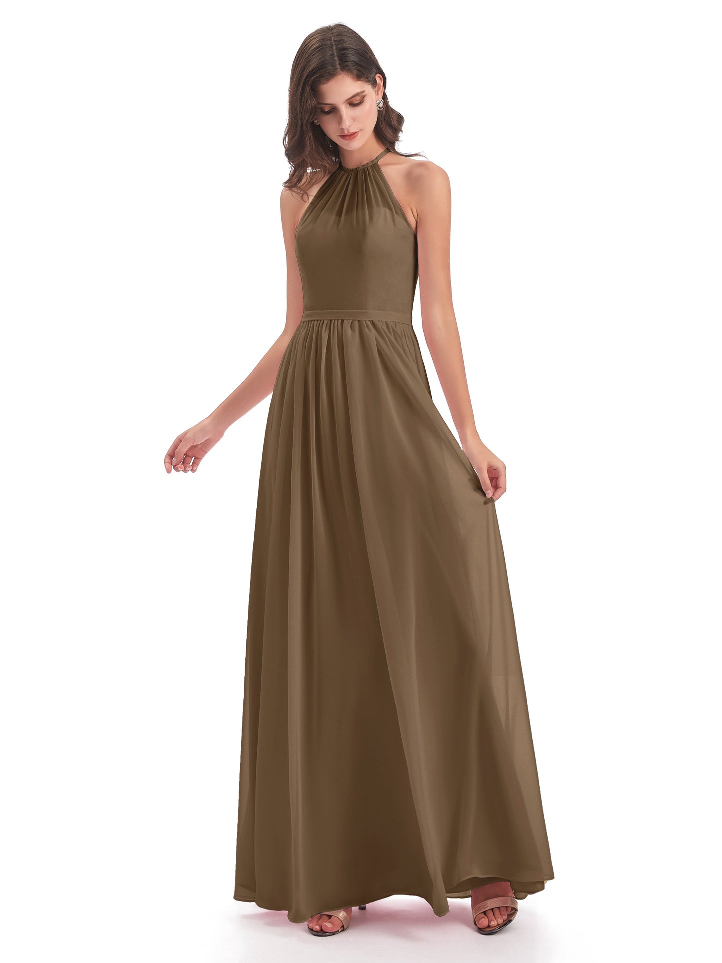 Micah Halter Open Back Chiffon Long Bridesmaid Dresses