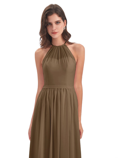 Micah Halter Open Back Chiffon Long Bridesmaid Dresses