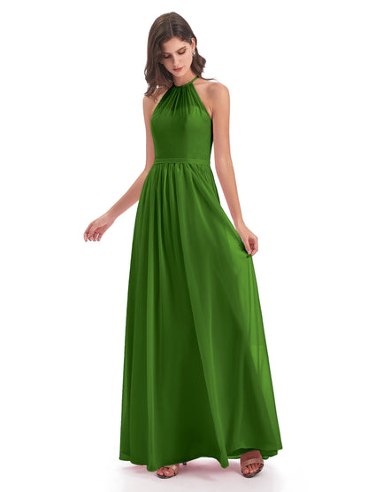 Micah Halter Open Back Chiffon Long Bridesmaid Dresses