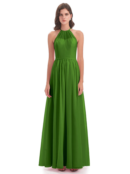 Micah Halter Open Back Chiffon Long Bridesmaid Dresses
