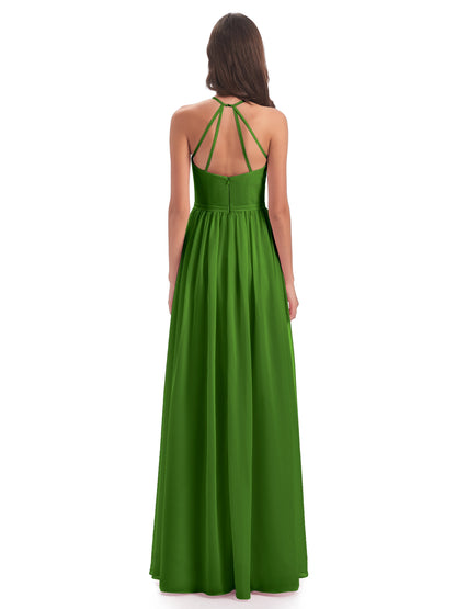 Micah Halter Open Back Chiffon Long Bridesmaid Dresses