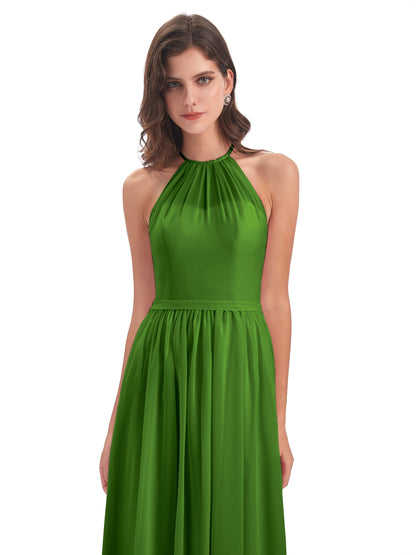 Micah Halter Open Back Chiffon Long Bridesmaid Dresses