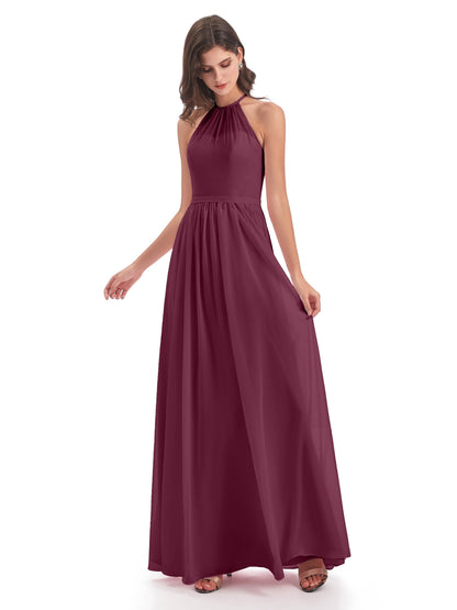 Micah Halter Open Back Chiffon Long Bridesmaid Dresses