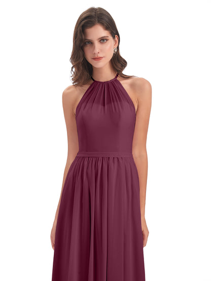 Micah Halter Open Back Chiffon Long Bridesmaid Dresses