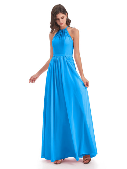 Micah Halter Open Back Chiffon Long Bridesmaid Dresses