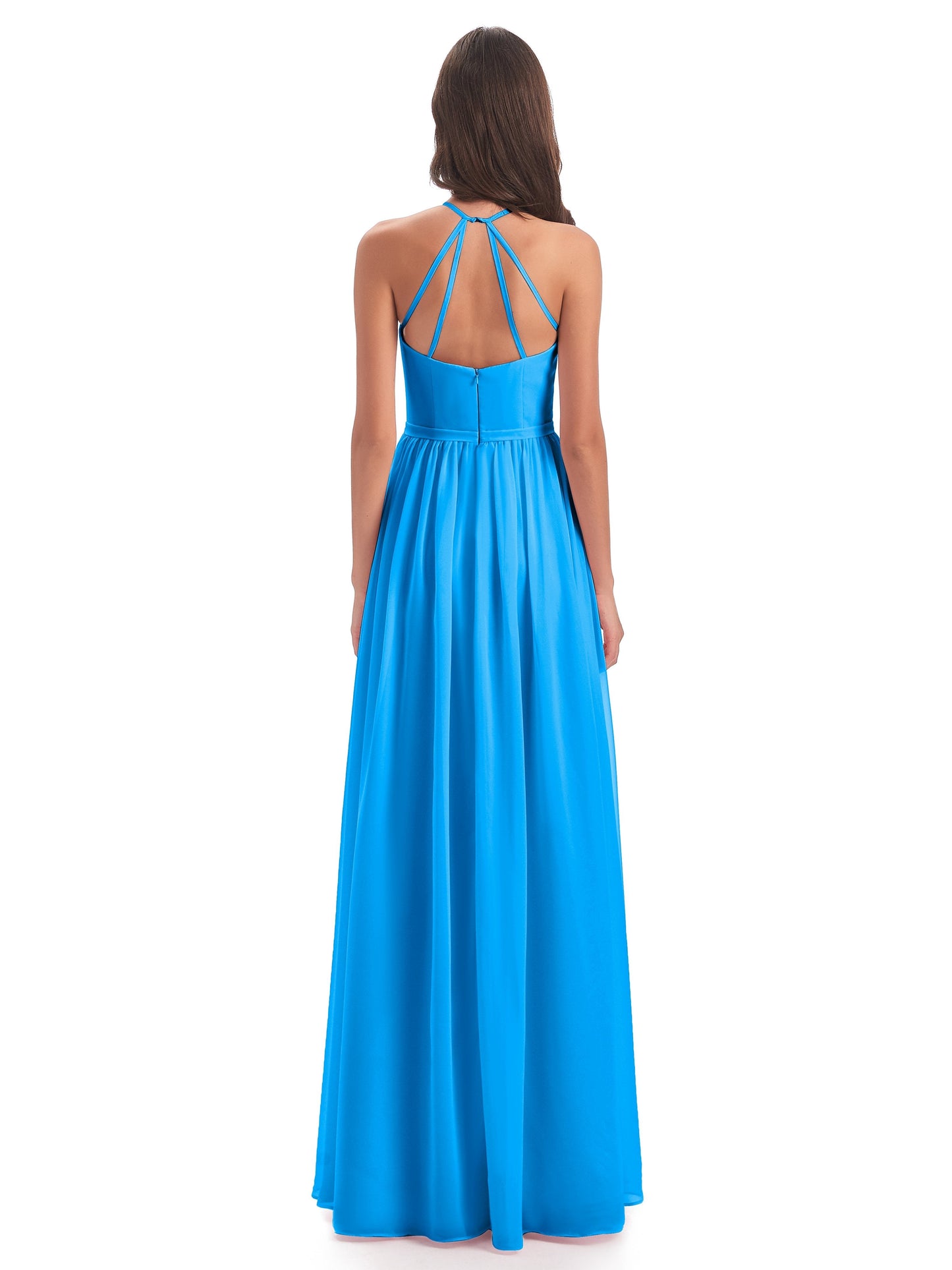 Micah Halter Open Back Chiffon Long Bridesmaid Dresses