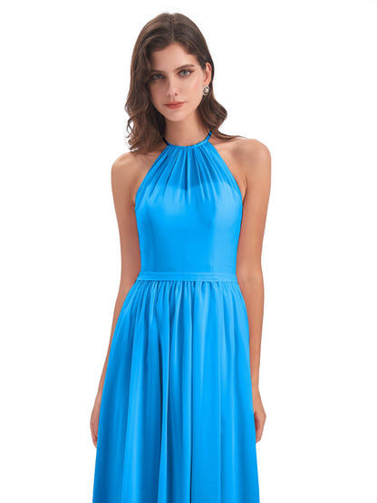 Micah Halter Open Back Chiffon Long Bridesmaid Dresses