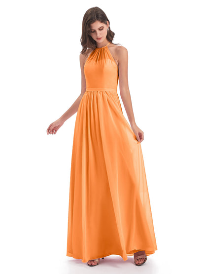 Micah Halter Open Back Chiffon Long Bridesmaid Dresses