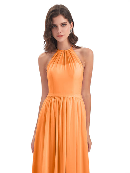 Micah Halter Open Back Chiffon Long Bridesmaid Dresses