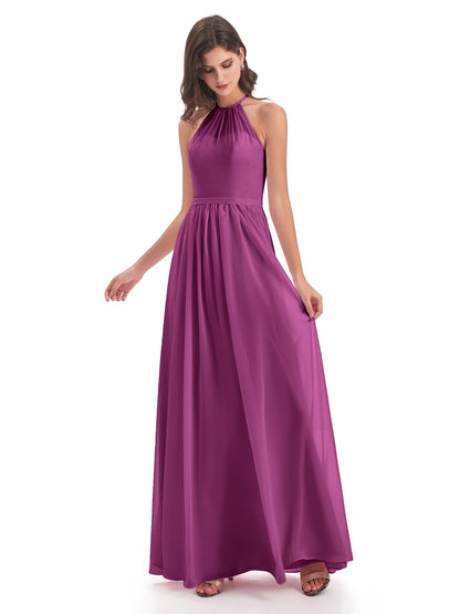 Micah Halter Open Back Chiffon Long Bridesmaid Dresses