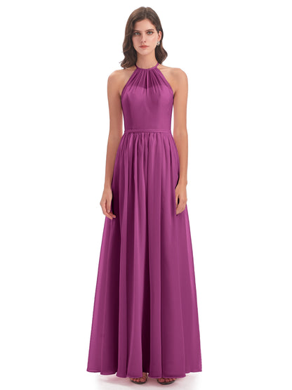 Micah Halter Open Back Chiffon Long Bridesmaid Dresses
