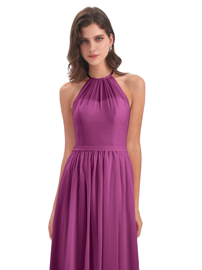 Micah Halter Open Back Chiffon Long Bridesmaid Dresses