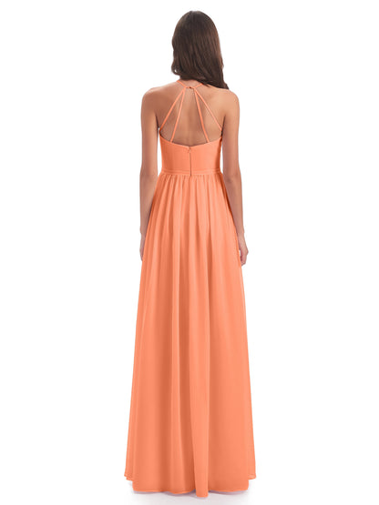 Micah Halter Open Back Chiffon Long Bridesmaid Dresses