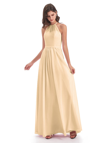 Micah Halter Open Back Chiffon Long Bridesmaid Dresses
