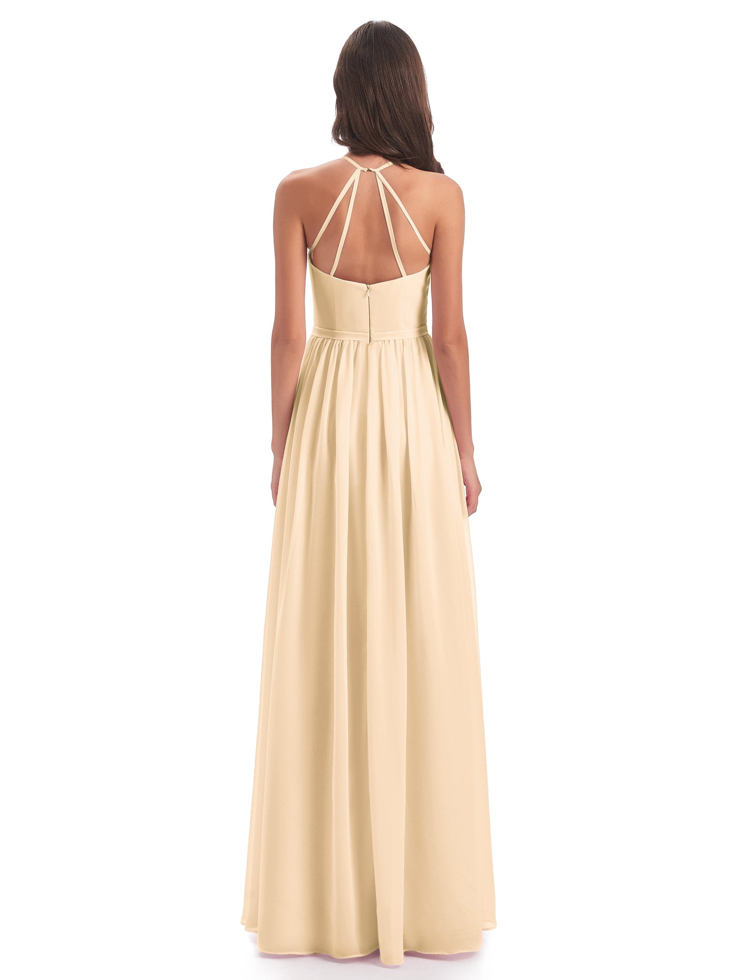 Micah Halter Open Back Chiffon Long Bridesmaid Dresses