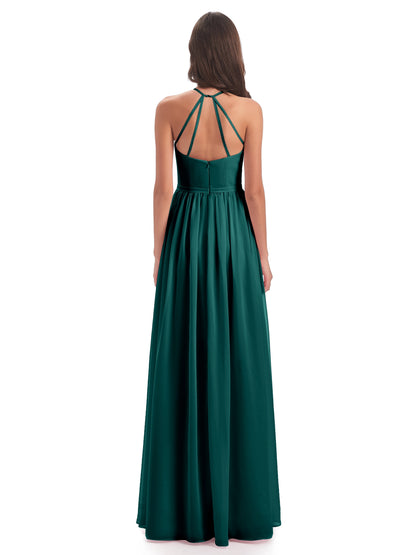 Micah Halter Open Back Chiffon Long Bridesmaid Dresses